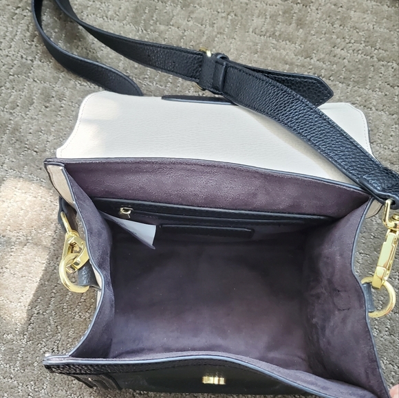 Steve Madden Purse Black White Crossbody Mini Satchel Small Faux Leather - Picture 6 of 7